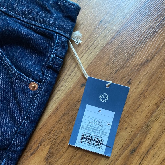 Universal Thread Vintage Stretch Midi Shorts Retro Dark Blue Jean Copper Accents - Picture 3 of 10